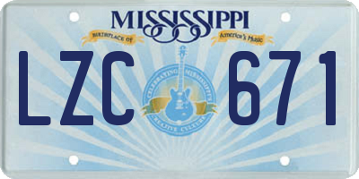 MS license plate LZC671