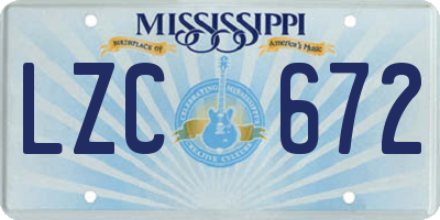 MS license plate LZC672