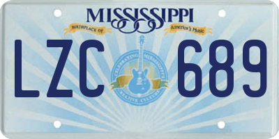 MS license plate LZC689