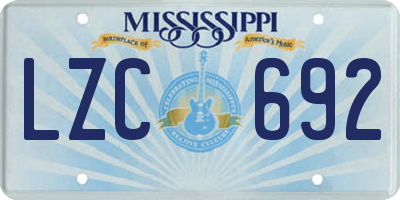 MS license plate LZC692