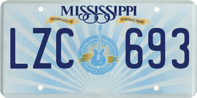 MS license plate LZC693