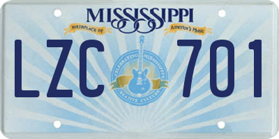 MS license plate LZC701