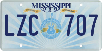 MS license plate LZC707