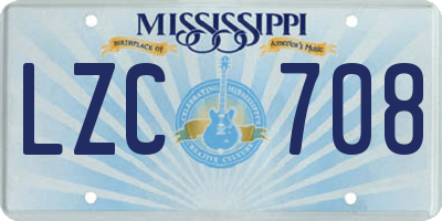MS license plate LZC708