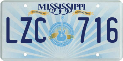 MS license plate LZC716