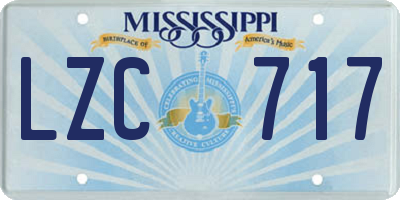 MS license plate LZC717