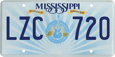 MS license plate LZC720