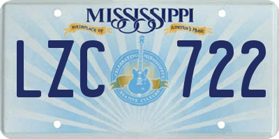 MS license plate LZC722