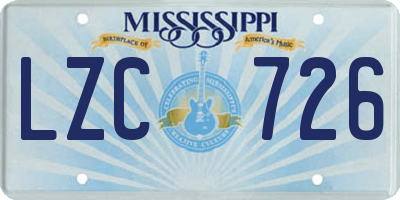 MS license plate LZC726