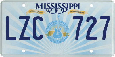 MS license plate LZC727
