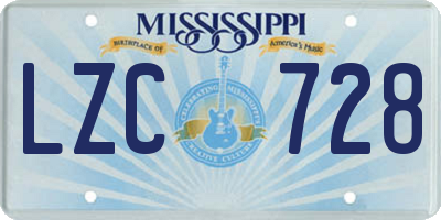 MS license plate LZC728