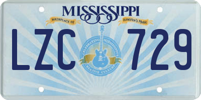 MS license plate LZC729