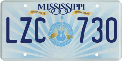 MS license plate LZC730