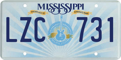 MS license plate LZC731