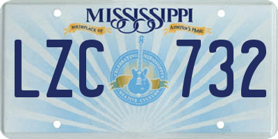 MS license plate LZC732