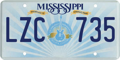 MS license plate LZC735
