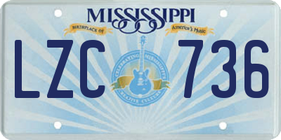 MS license plate LZC736