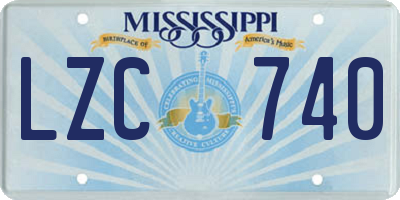 MS license plate LZC740