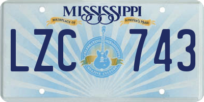 MS license plate LZC743