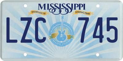 MS license plate LZC745