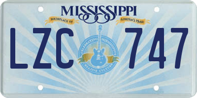 MS license plate LZC747