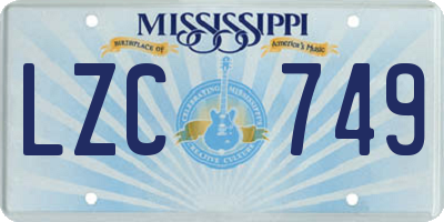 MS license plate LZC749