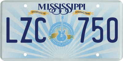 MS license plate LZC750