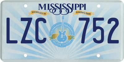 MS license plate LZC752