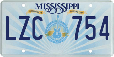 MS license plate LZC754