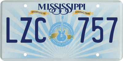 MS license plate LZC757