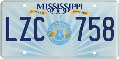 MS license plate LZC758
