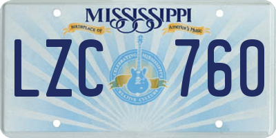 MS license plate LZC760