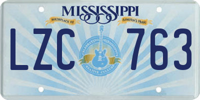 MS license plate LZC763