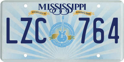 MS license plate LZC764