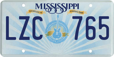 MS license plate LZC765