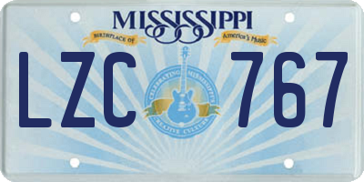 MS license plate LZC767