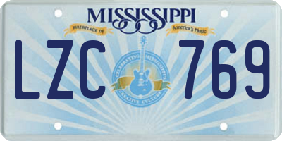 MS license plate LZC769