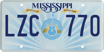 MS license plate LZC770