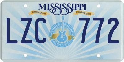 MS license plate LZC772