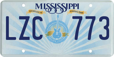 MS license plate LZC773