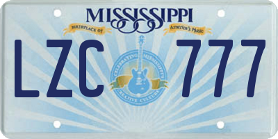 MS license plate LZC777