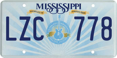 MS license plate LZC778