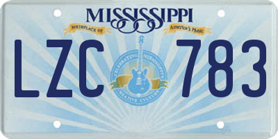 MS license plate LZC783