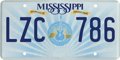 MS license plate LZC786