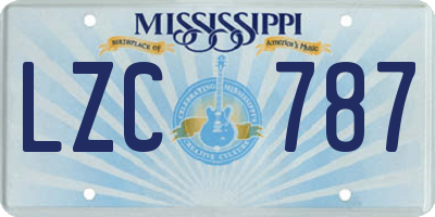 MS license plate LZC787