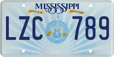 MS license plate LZC789
