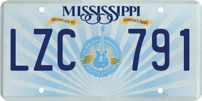 MS license plate LZC791