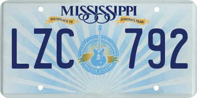MS license plate LZC792