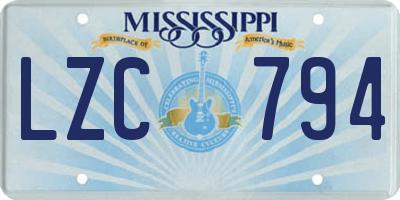 MS license plate LZC794