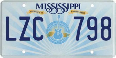 MS license plate LZC798